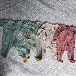Carter's Baby Girl Pajamas Footed Sleepers 3 Months